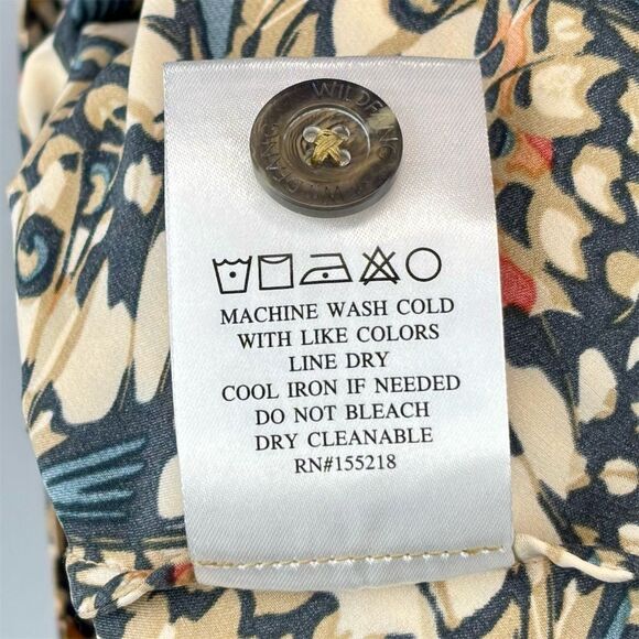 Wildfang Women's Satin Cami Tank Top with Sash Multicolor Butterfly Print- NWT - Picture 7 of 7